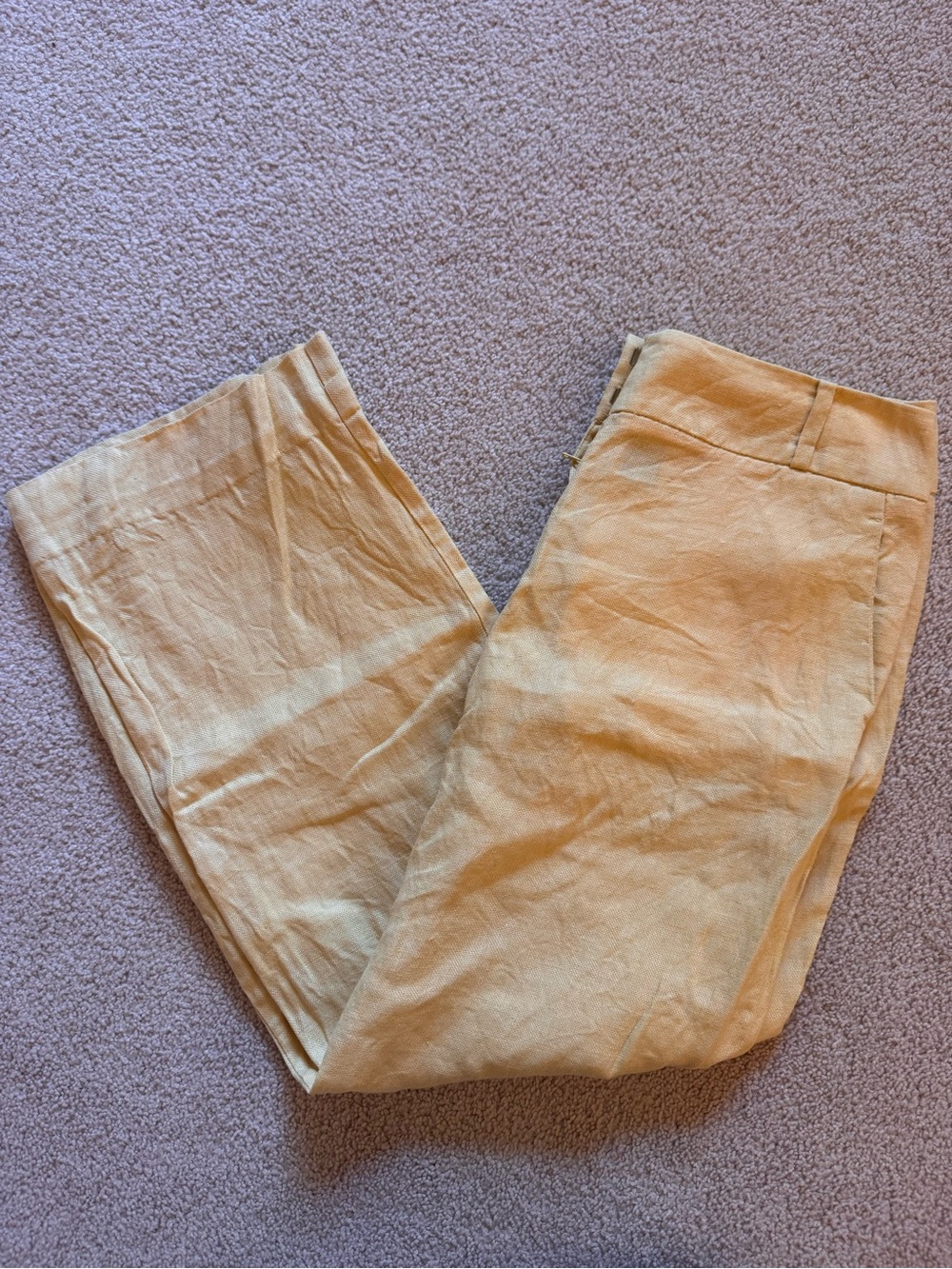 The Limited 100% Linen Women's Straight Leg Trouser Pants Yellow EUC Size 0